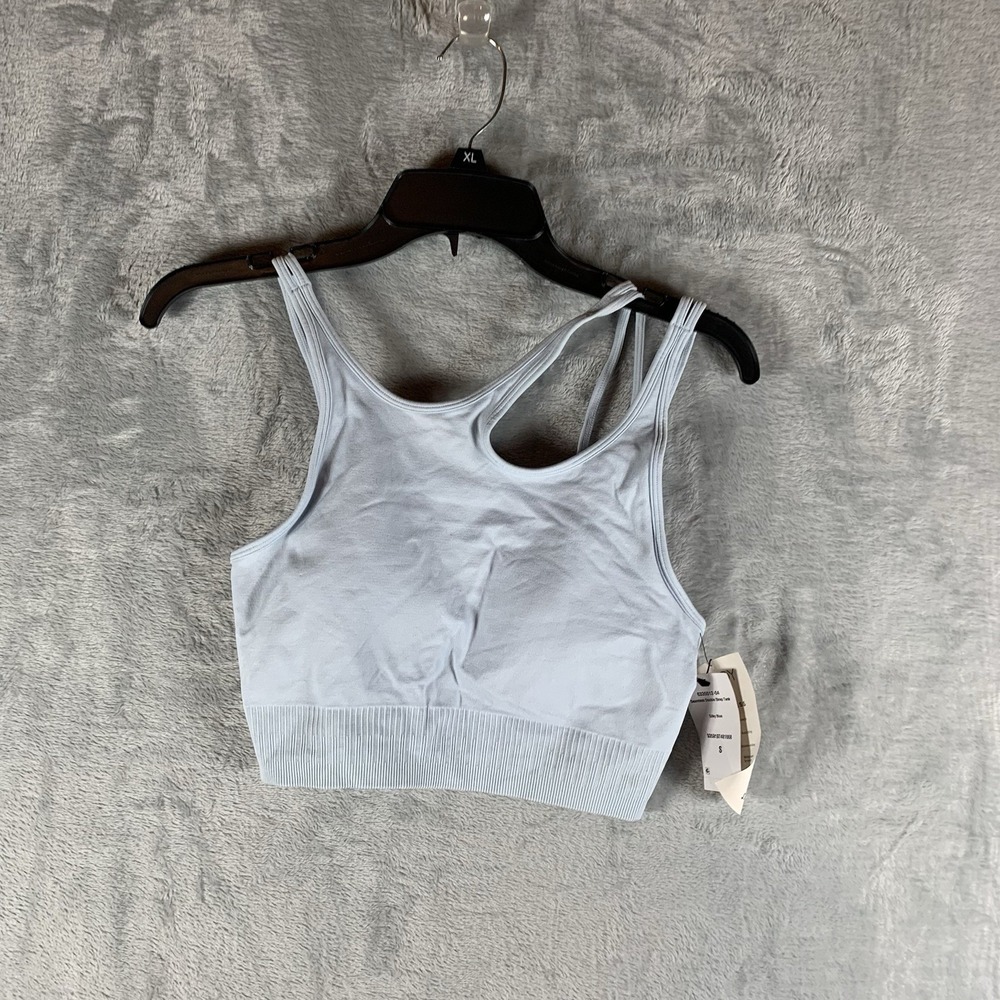Cotton‎ On Body Women's Sports Bra Seamless Double Strap Tank Silky Blue S